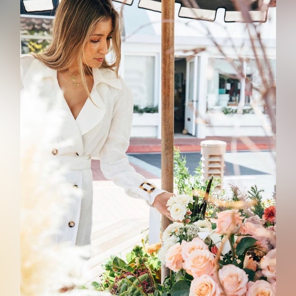 STONE COLD FOX SMITH LINEN TRENCH FOR LOVE LEMONS ZARA WEDDING BRIDAL BRUNCH - Picture 7 of 10